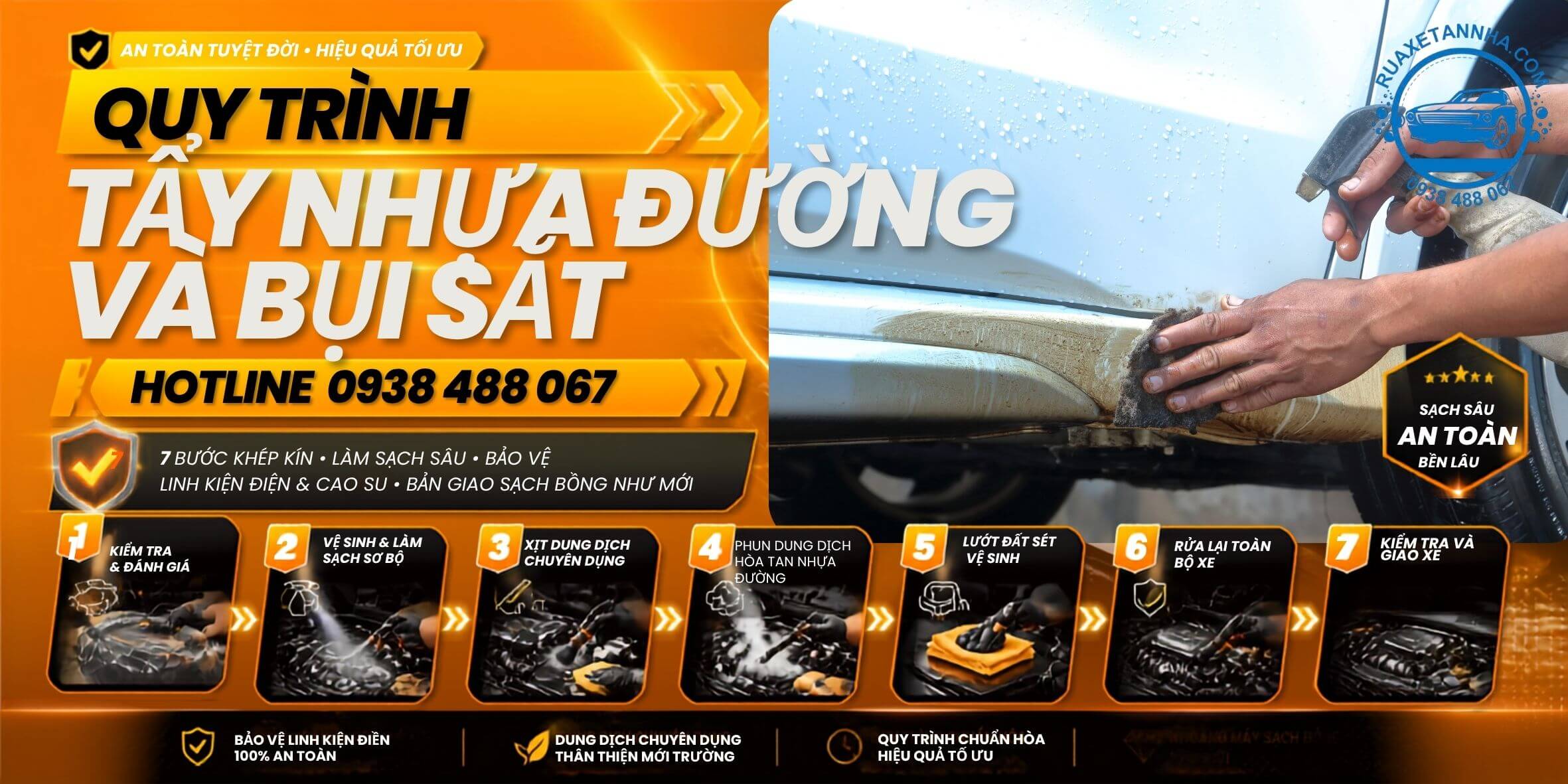 hướng dẫn đặt lịch dịch vụ tẩy nhựa đường và bụi sắt