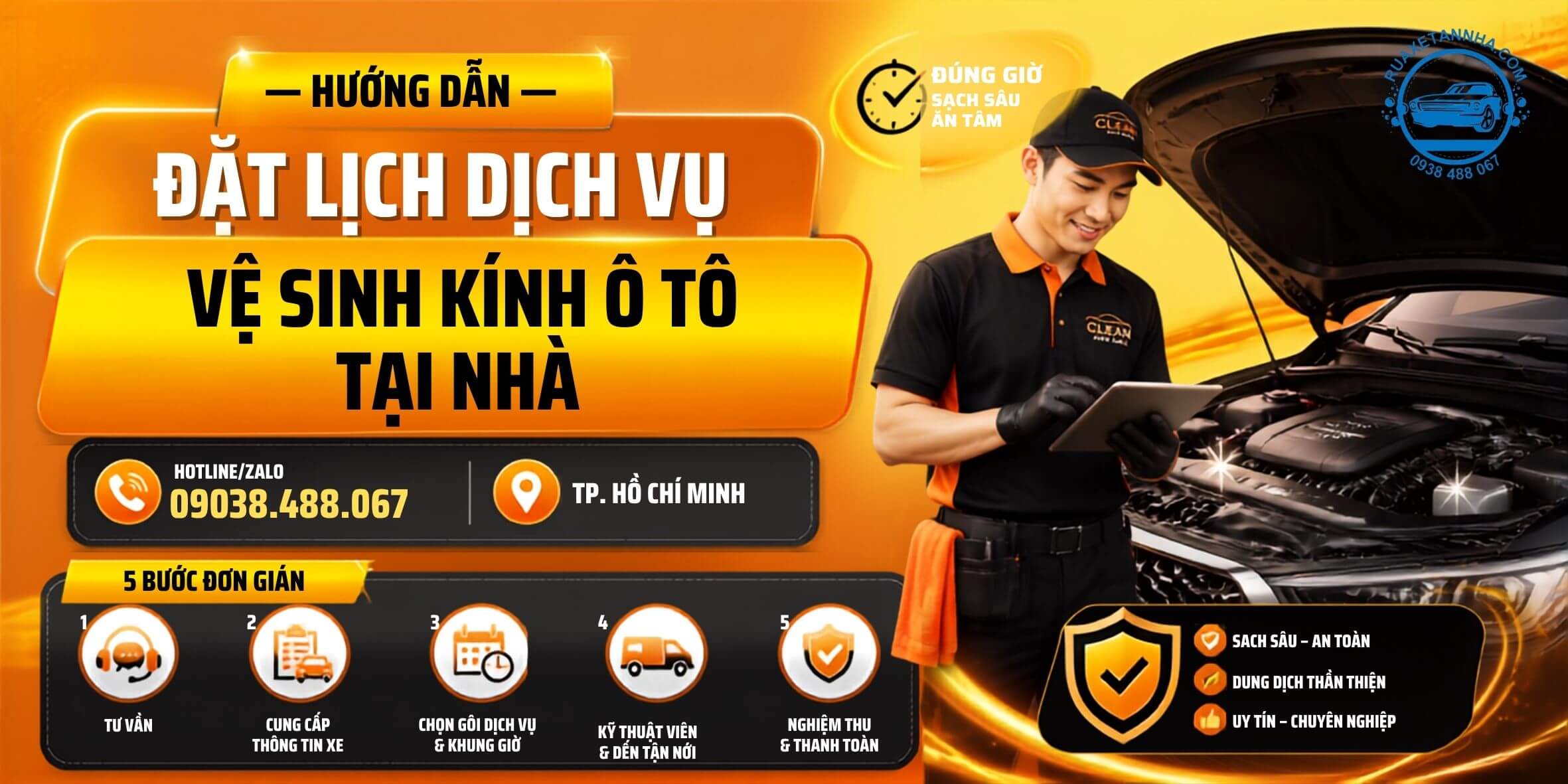 hướng dẫn đặt lịch dịch vụ tẩy ố kính tận nhà
