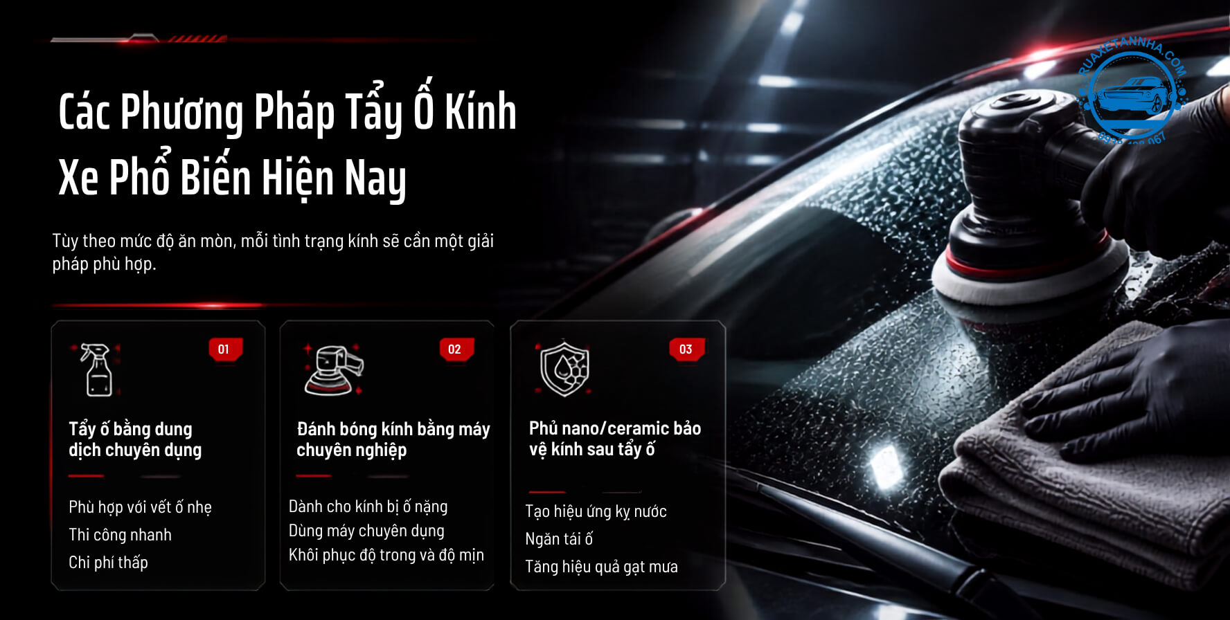 phương pháp tẩy ố kính xe ô tô hiệu quả