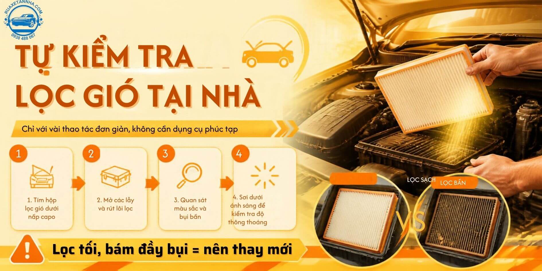 kiểm tra lọc gió xe ô tô bị ì, hao xăng