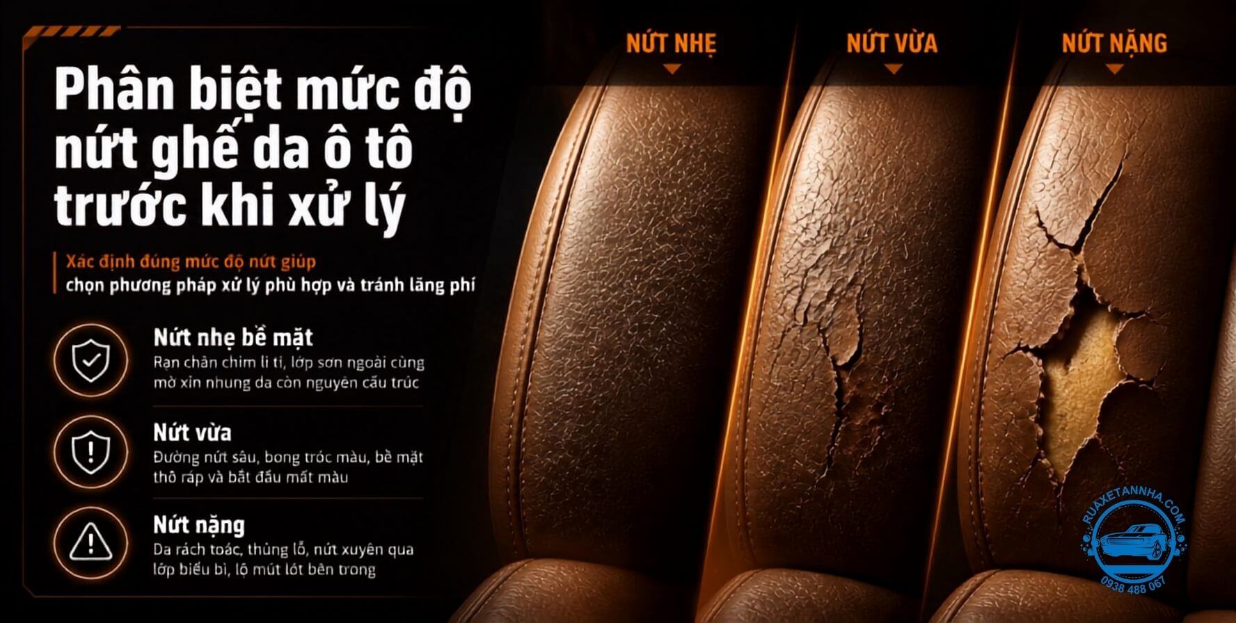 phân biệt mức độ ghế da bị nứt