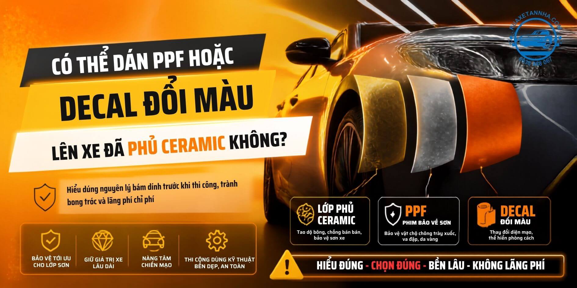 xe đã phủ Ceramic có dán được PPF hay Decal lên không