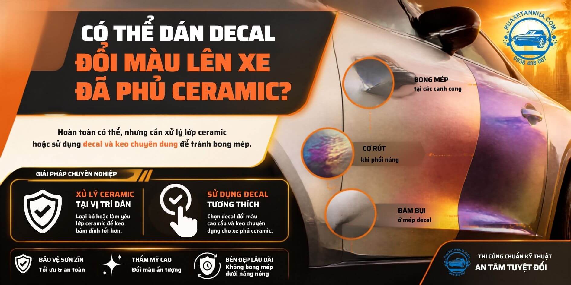 Xe đã phủ Ceramic có dán Decal đổi màu được không